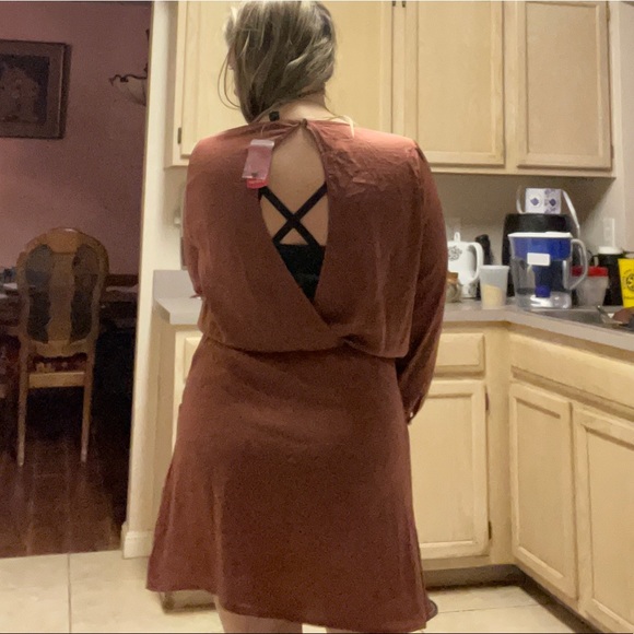 Brand New Forever 21 Large rose/coral/tan dress. - Picture 6 of 8